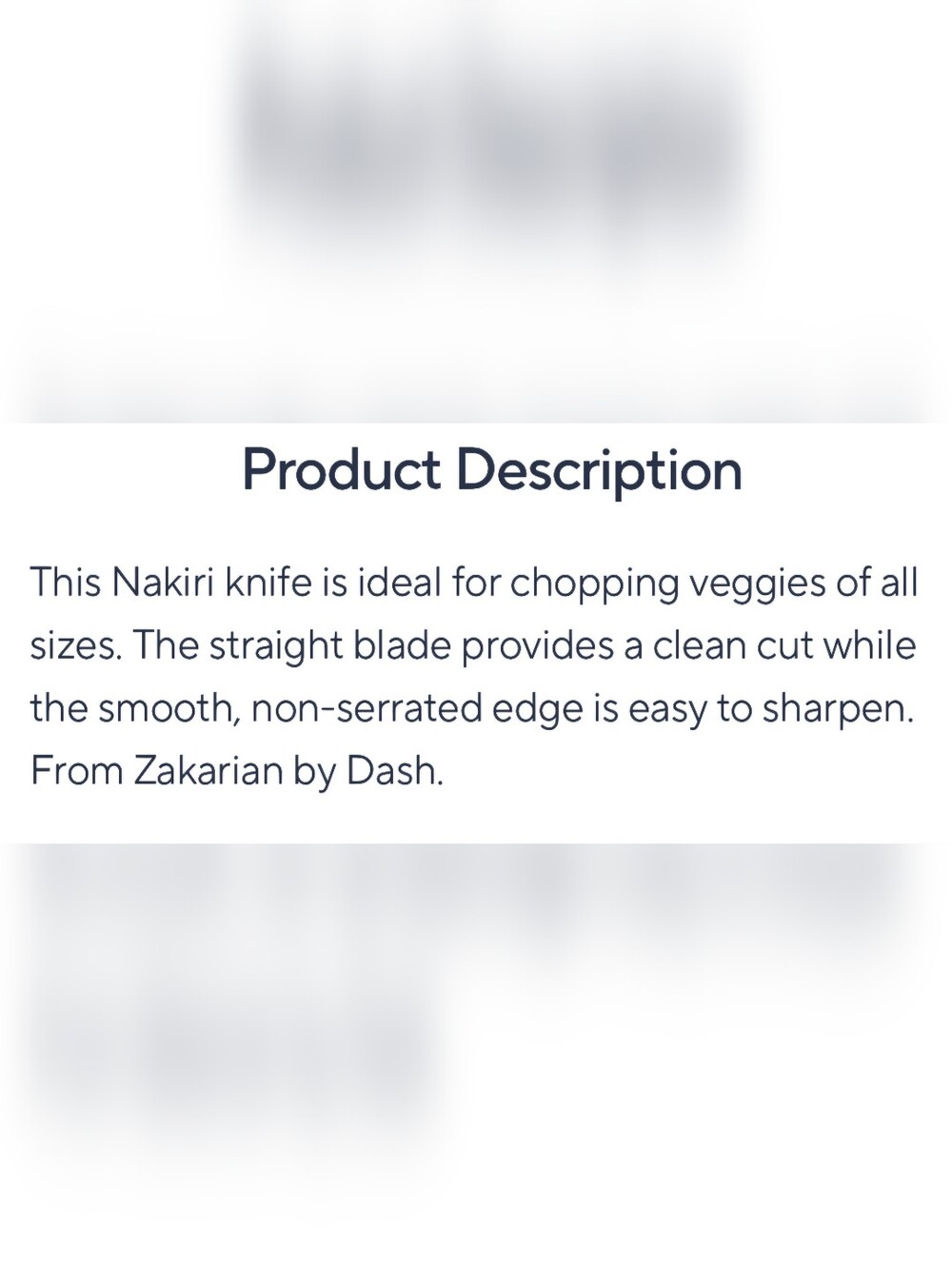 Zakarian by Dash 7" Full Tang Nakiri Knife - Cool Grey. New In Original Box. - Picture 8 of 8